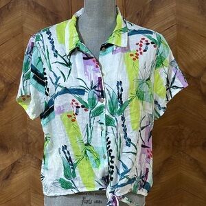 COPY - Sigrid Olsen Linen Summer Blouse Neon Size XL New With Tags